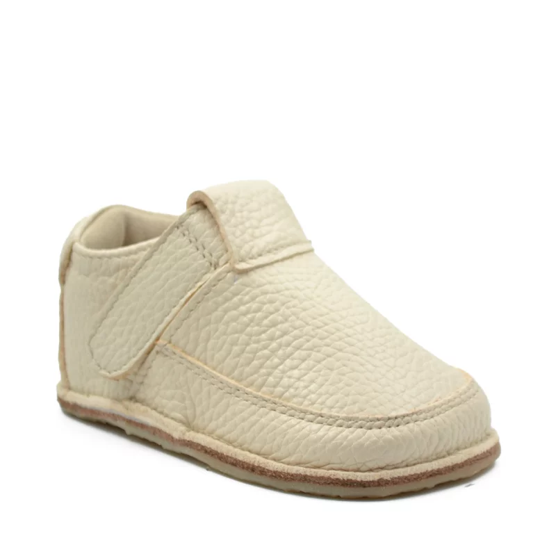 Pantofi din piele moale cu talpa flexibila si captuseala, crem
